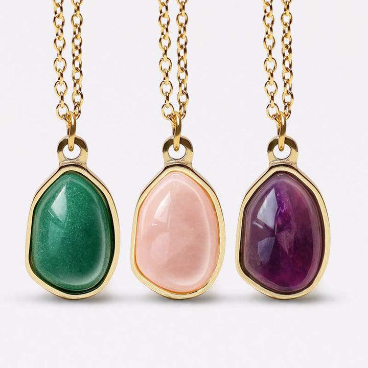 Buddha Stones Natürlicher grüner Aventurin-Amethyst-Rosenquarz-Segen-Halskettenanhänger