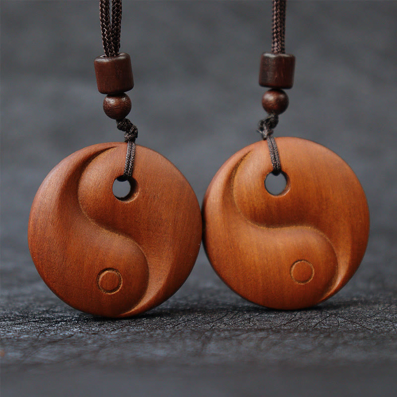 Halskette mit Anhänger aus Jujube-Holz mit Buddha-Steinen und Blitzeinschlag, Yin und Yang, Glücksbringer