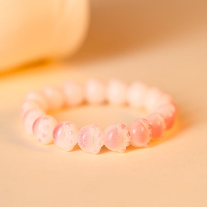 Buddha Stones Natural Bodhi Seed Lovely Paw Lucky Cat Paw Peace Armband - Hellrosa - image 13
