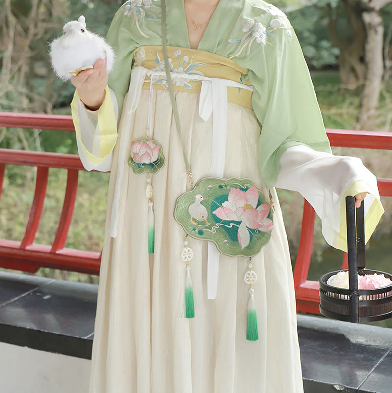 Buddha Stones Luck Stickerei Lotus Koi Fisch Kaninchen Blume Hanfu Tasche Umhängetasche Umhängetasche - image 12