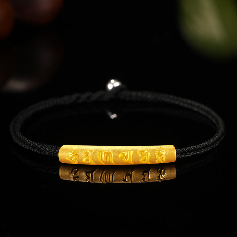 Buddha Stones, tibetisches 999-Gold, Om Mani Padme Hum, handgefertigt, achtfädig, Friedensknoten, Glück, geflochtenes Paar-Armband