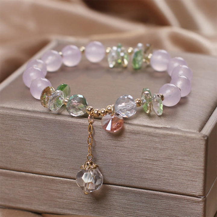 Buddha Stones Katzenauge rosa Kristall-Friedens-Charm-Armband - Purpur-Chalcedon - image 6