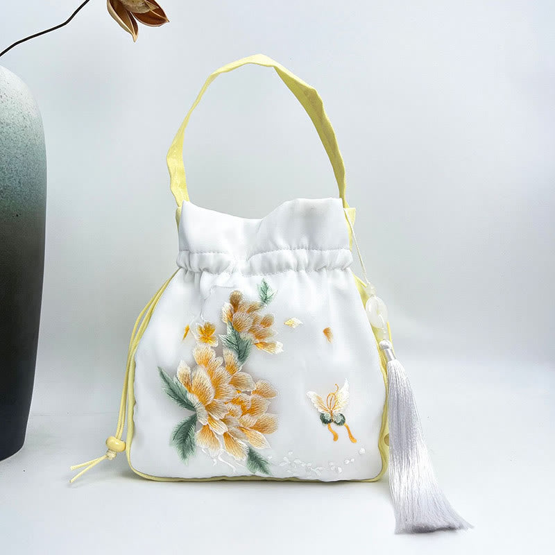 Buddha Stones Suzhou Stickerei Hase Lotus Epiphyllum Päonie Magnolie Seide Tote Crossbody Tasche Schultertasche Handtasche