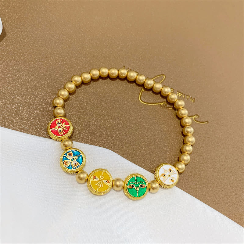 Buddha-Steine tibetischen fünf Gott des Reichtums Kupfer Perlen Glück Armband
