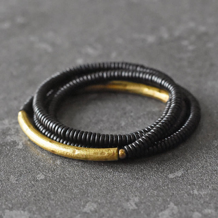 Buddha Stones, Ebenholz, Messing, Kupfer, Balance, mehrlagiges Armband - 17–17,5 cm - image 0