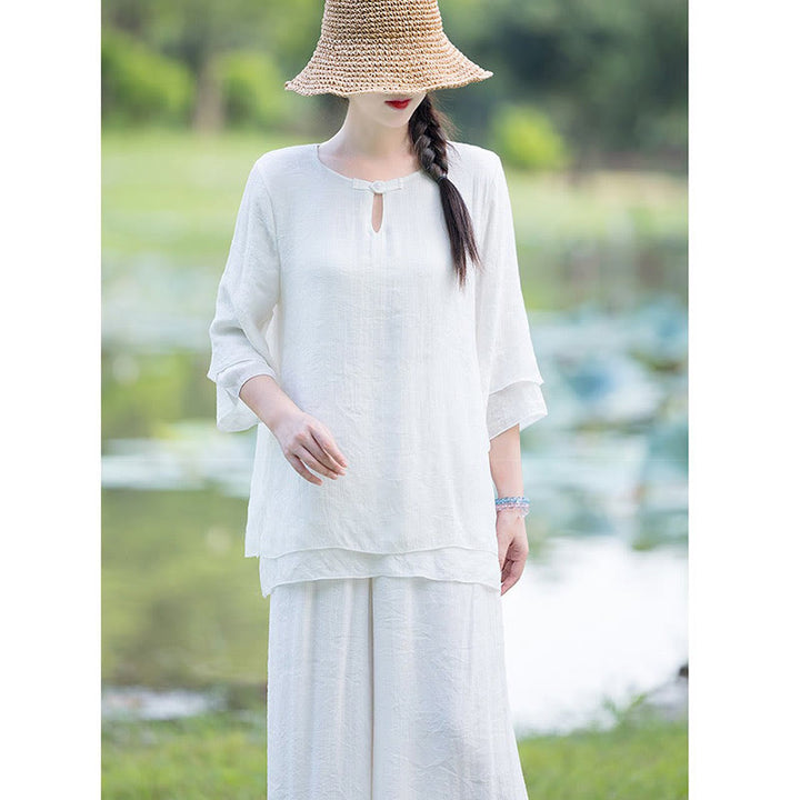 Tai Chi Meditationsgebet Zen Spirituelle Morgenpraxis Kleidung Damen Set - image 8