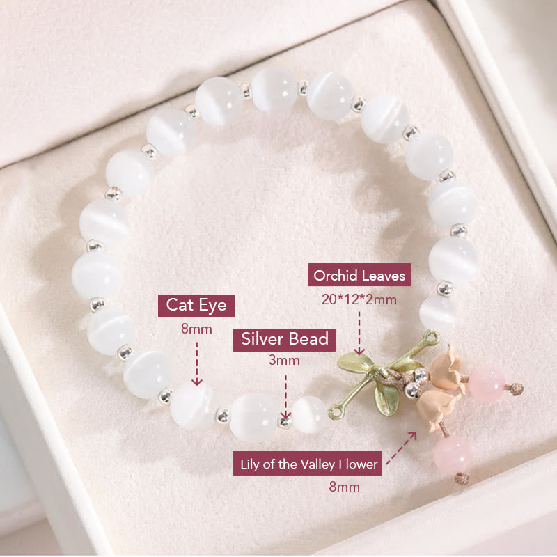 Charm-Armband mit Buddha Stonesn, Katzenauge, grüner Aventurin, blauer Chalcedon, rosa Kristall, Friedensorchidee - image 5