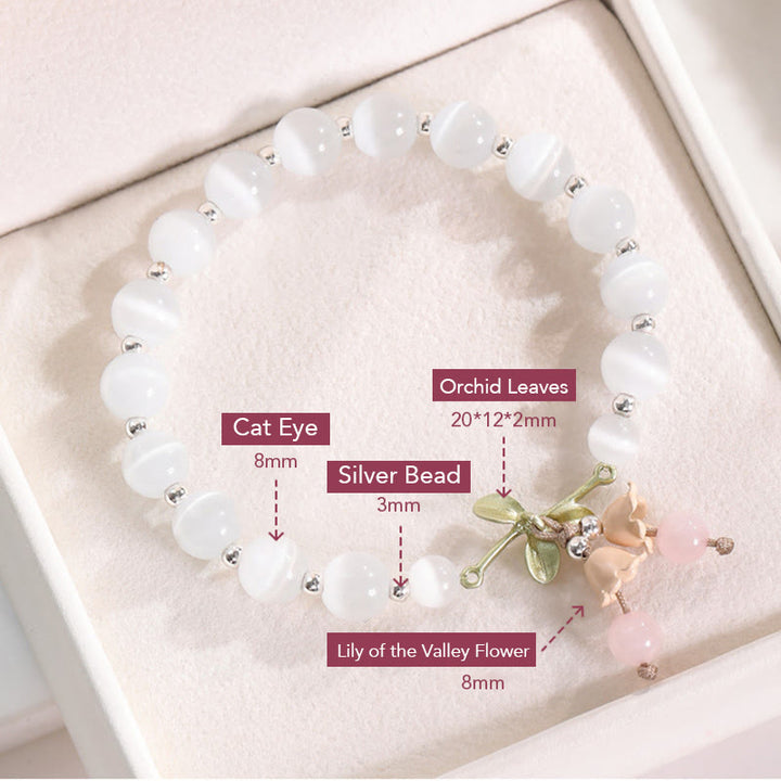 Charm-Armband mit Buddha Stonesn, Katzenauge, grüner Aventurin, blauer Chalcedon, rosa Kristall, Friedensorchidee - image 5