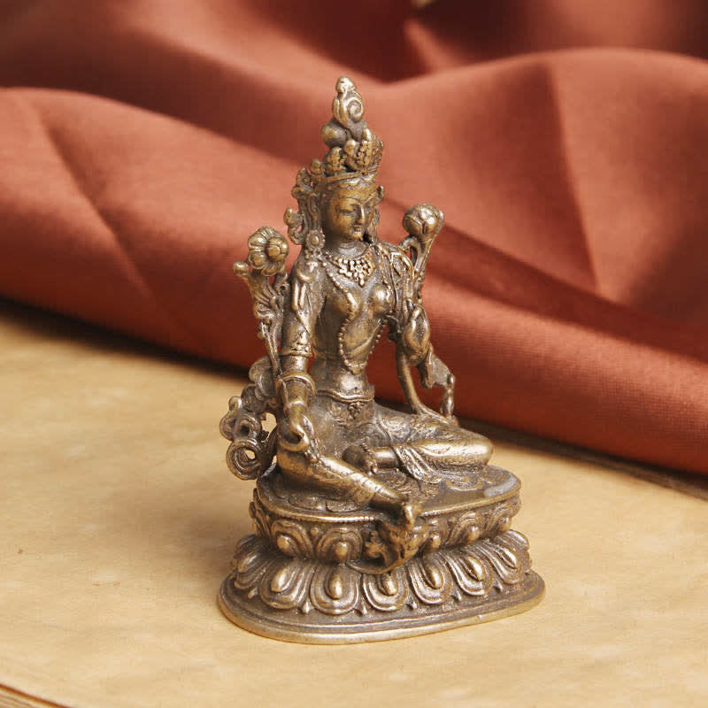 Bodhisattva Green Tara Calm Hope Kupfer Statue Dekoration - image 1