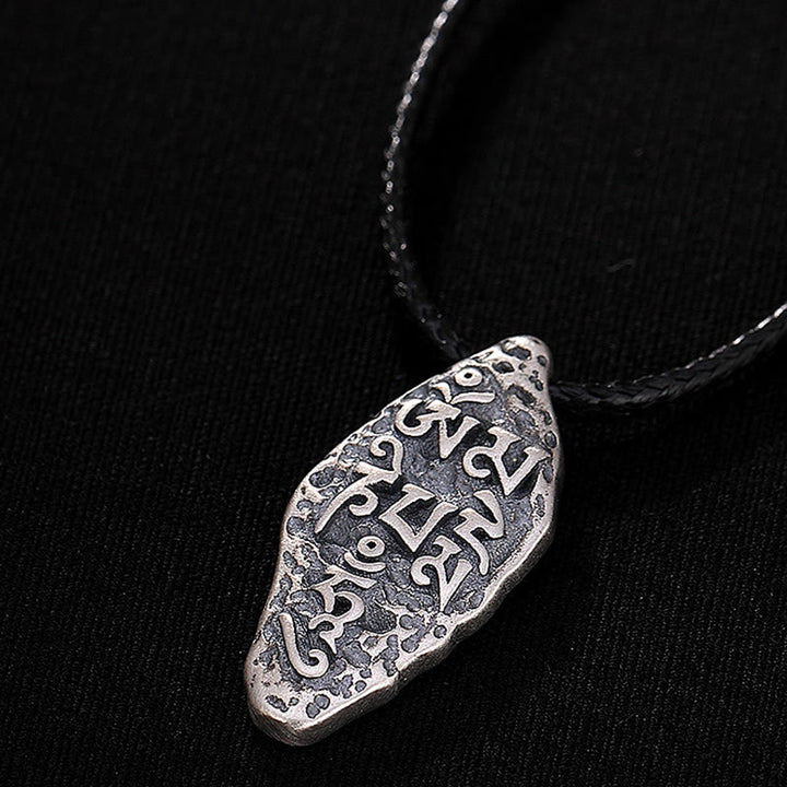 Buddha Stones, tibetisches 925er-Sterlingsilber, Om Mani Padme Hum Dorje Vajra, gravierter Stärke-Halskettenanhänger - image 12