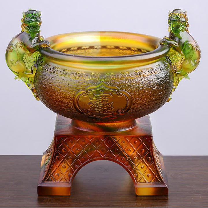 Handgefertigte Liuli-Kristall-PiXiu-Schatzschale, Kunststück, Heimdekoration - image 2