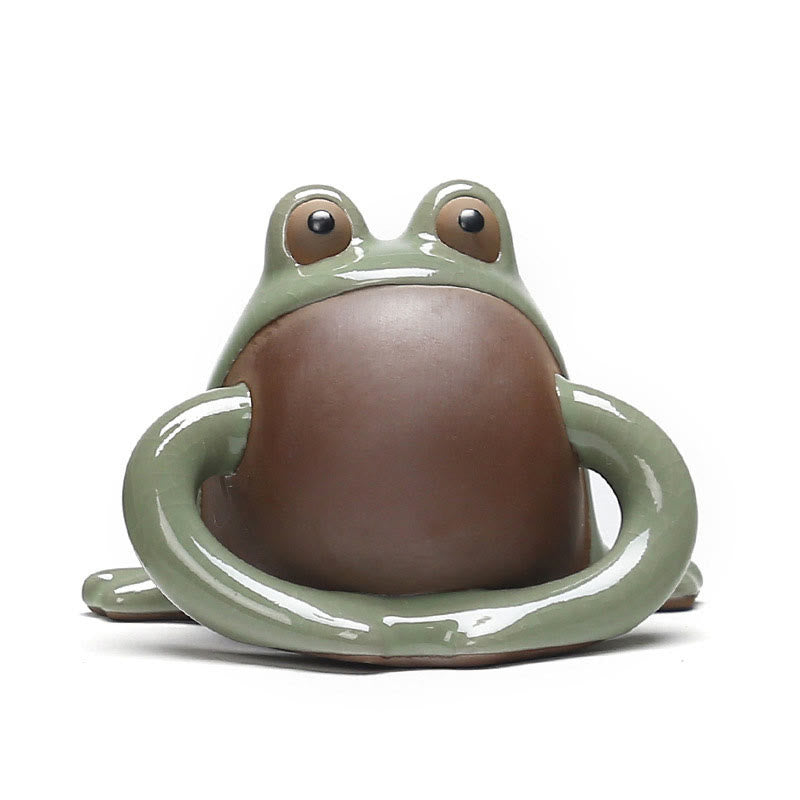 Buddha Stones FengShui Reichtum Glück niedlicher Frosch Keramik Teehaustier Figur Dekoration - image 7