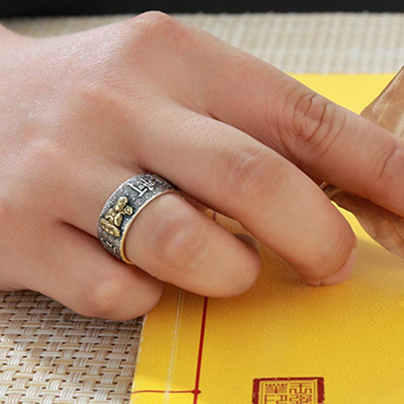 Verstellbarer Ring mit Buddha Stonesn, chinesischem Sternzeichen, Natal, Buddha, Reichtum, Glück