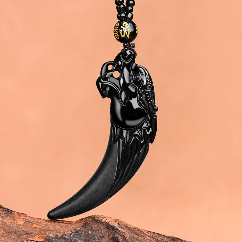 Buddha Stones, natürliche schwarze Jade, chinesisches Sternzeichen, Drachenzahn-Muster, Schutz-Halsketten-Anhänger - Schwarze Jade (Schutz ♥ Ruhe) - image 1