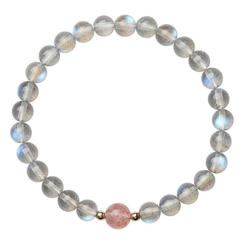 Buddha Stones Mondstein Rosa Kristall Zinnober Heilung Positives Armband