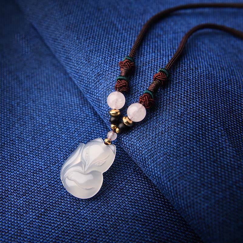 Buddha Stones Chalcedon Fuchs rosa Kristallperle Harmony String Halskette Anhänger - image 2