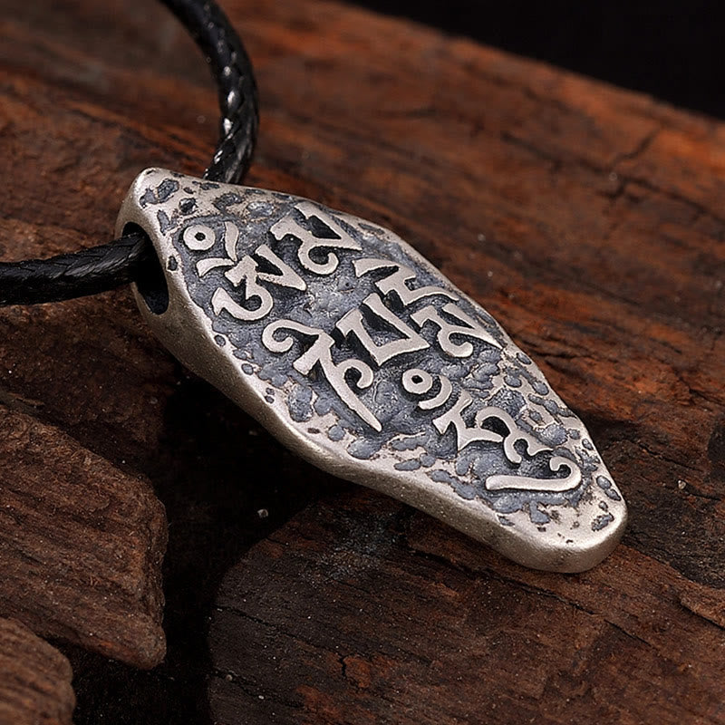 Buddha Stones, tibetisches 925er-Sterlingsilber, Om Mani Padme Hum Dorje Vajra, gravierter Stärke-Halskettenanhänger - image 3