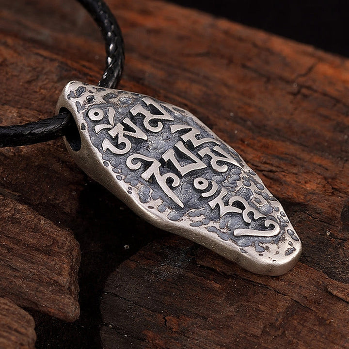 Buddha Stones, tibetisches 925er-Sterlingsilber, Om Mani Padme Hum Dorje Vajra, gravierter Stärke-Halskettenanhänger - image 3