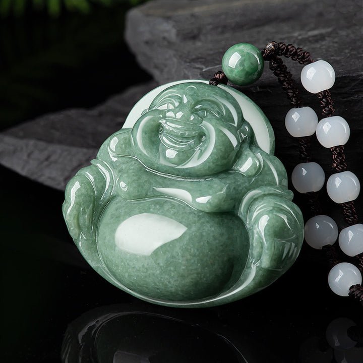 Lachender Buddha Cyan Jade Harmony Halskette String Bead Anhänger - image 5
