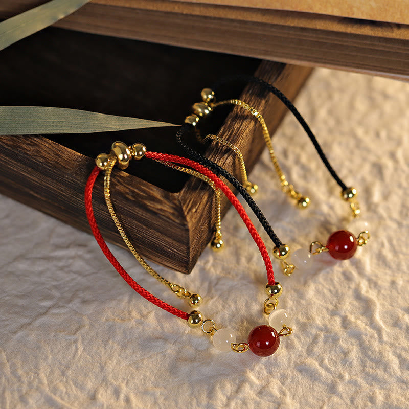 Buddha Stones Rotes Achat-Katzenaugen-Armband mit geflochtener Schnur - image 2