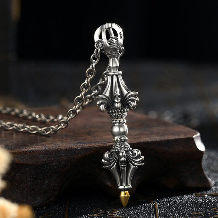 925 Sterling Silber Dorje Vajra Erleuchtung Stärke Halskette Kettenanhänger