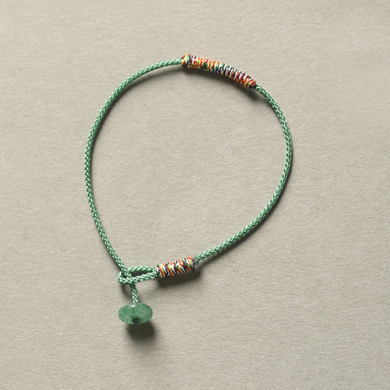 Buddha Stones Tibetisches handgefertigtes grünes Aventurin-Glücksschutz-Armband aus geflochtenem Seil