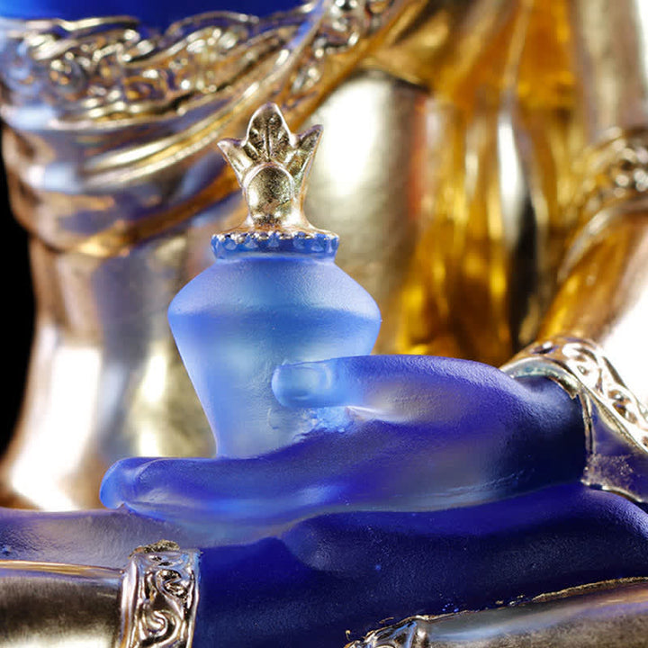 Medizin-Buddha, handgefertigt, Liuli-Kristall, Kunstwerk, Mitgefühl, Statue, Heimbüro, als Dekoration - image 19