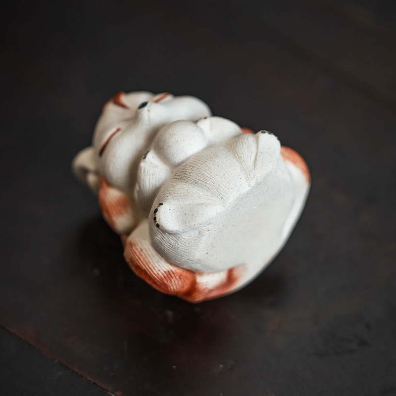 Buddha Stones, Mini-Fuchs mit neun Schwänzen, lila Ton, Glücksbringer, Schreibtisch-Dekoration