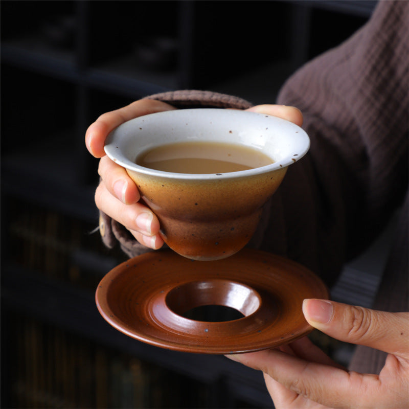 Buddha Stones Planet Design Keramik-Kaffeetasse aus grober Keramik, Tee- und Kaffeetasse mit Untertasse