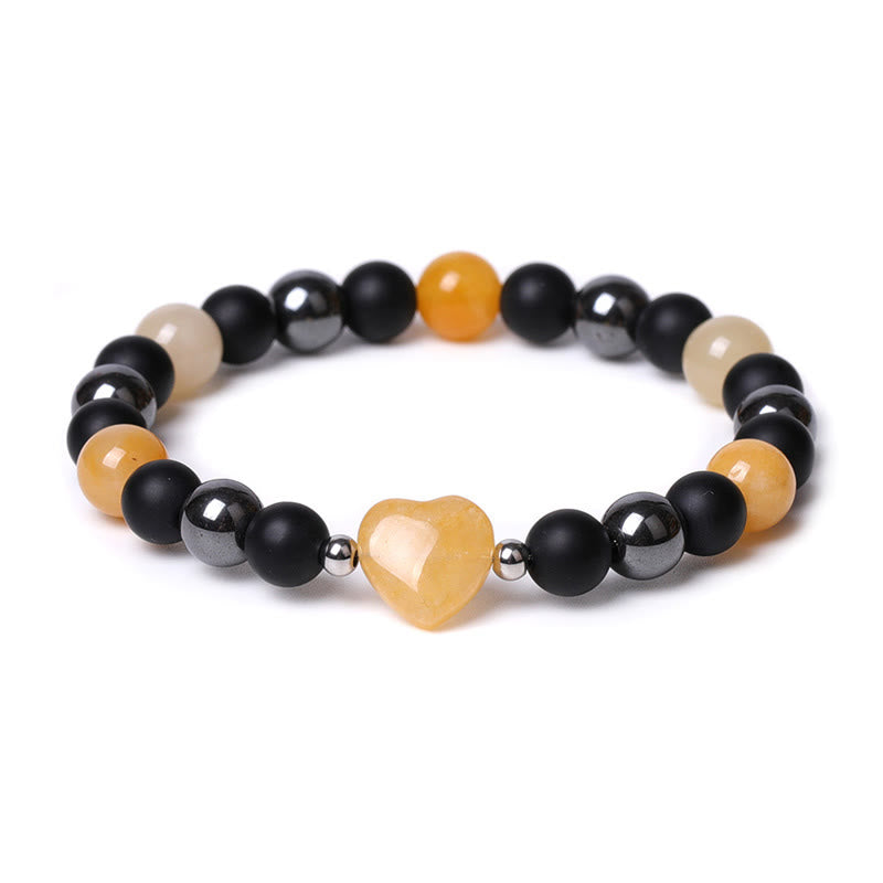 Buddha Stones Schwarzer Onyx Tigerauge Stein Kristall Liebe Herz Schutz Armband