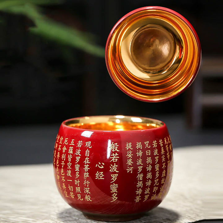 Keramik-Teetasse, Motiv: Buddha Stones, Herz-Sutra, großes Mitgefühl, Mantra, Kung-Fu-Teetasse