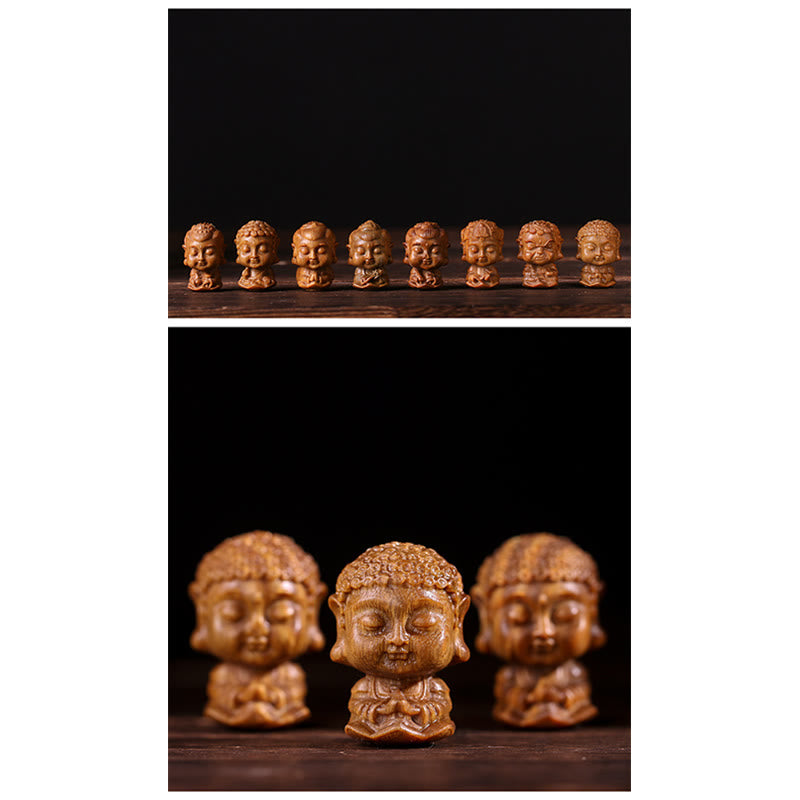 Buddha Stones Chinesisches Tierkreiszeichen, Buddha, Lotusblume aus grünem Sandelholz, graviert, positive Heimdekoration - image 16