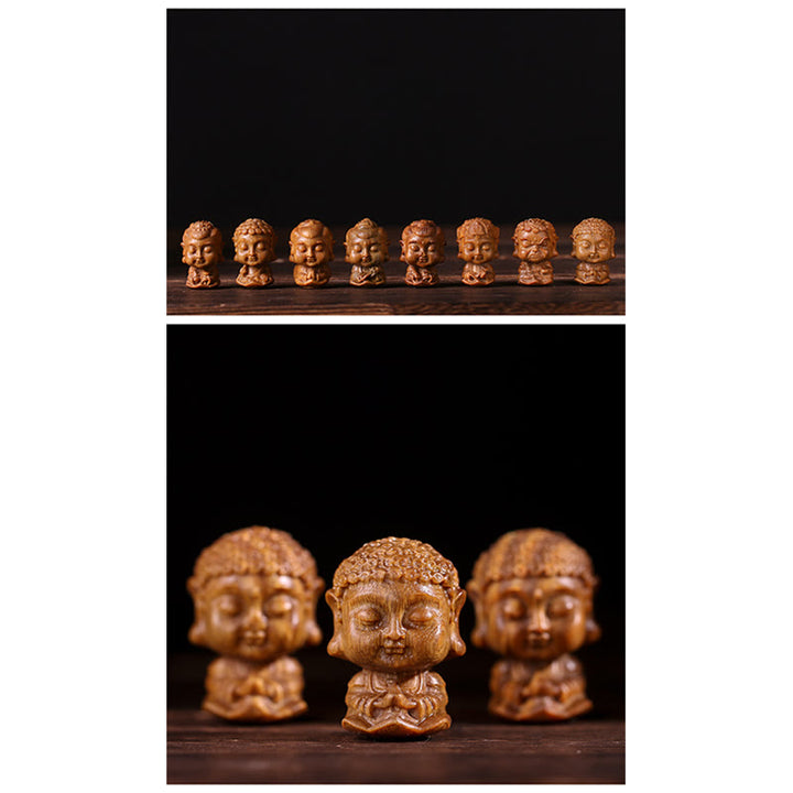 Buddha Stones Chinesisches Tierkreiszeichen, Buddha, Lotusblume aus grünem Sandelholz, graviert, positive Heimdekoration - image 16