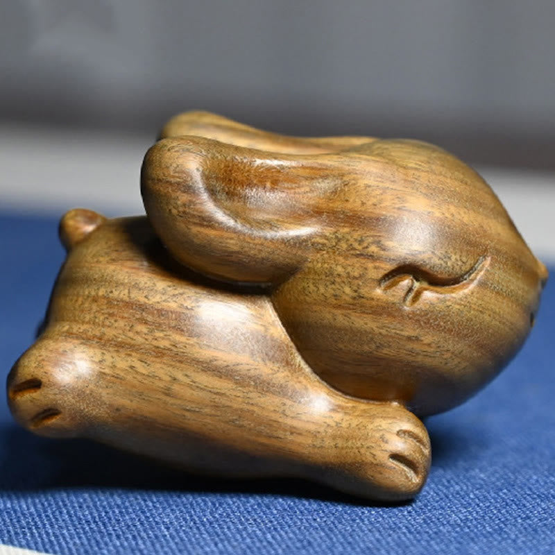 Buddha Stones Green Sandelwood Small Mini Cute Rabbit Bunny Peace Dekorationen - image 10