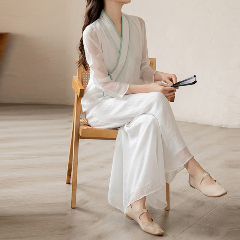 Retro-Gebet Zen spirituelle Meditation Praxis Chiffon Kleidung Damen Set - image 13