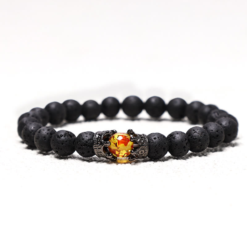 Buddha Stones Naturstein King&amp;Queen Crown Healing Energy Beads Paar Armband