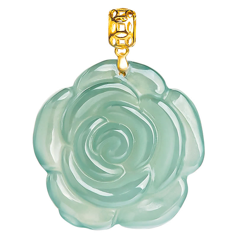 Buddha Stones 18 Karat Goldschnalle 925 Sterling Silber Kette Natürliche Jade Rose Glück Halskette Anhänger - image 9