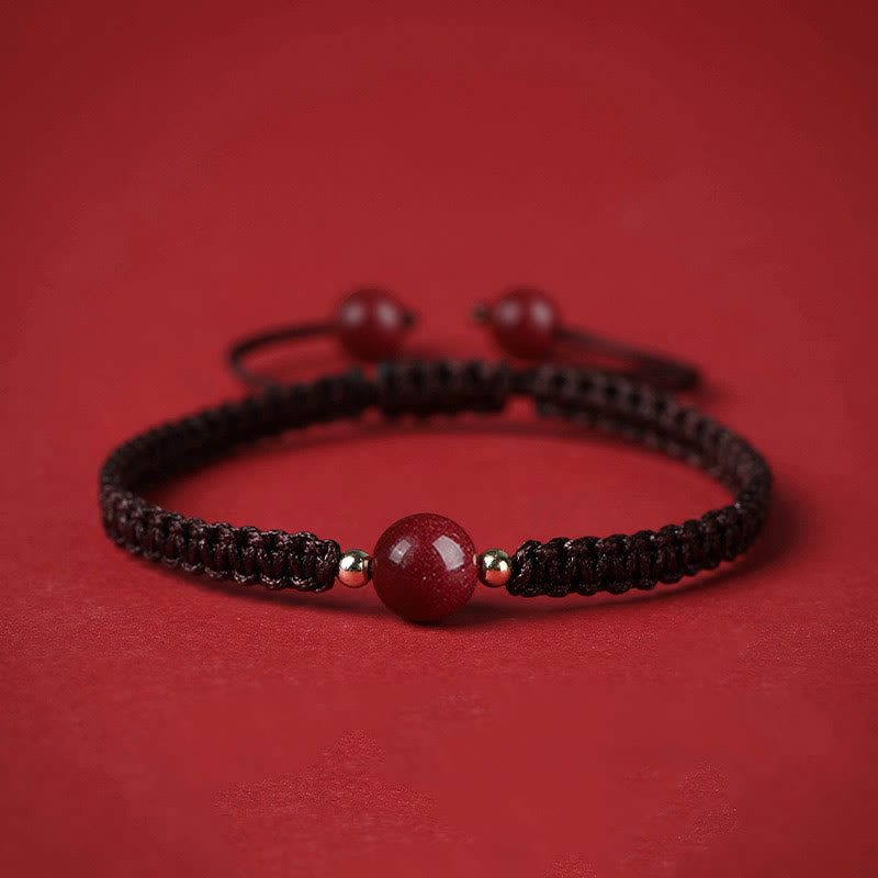 Buddha Stones Glücksbringer-Armband mit Zinnober-Perlen und roter Schnur