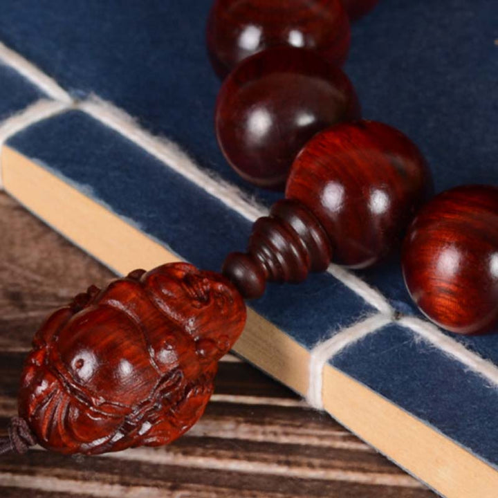 Buddha-Steine, kleines Blatt, rotes Sandelholz, lachender Buddha, Gott des Reichtums, Schutzarmband
