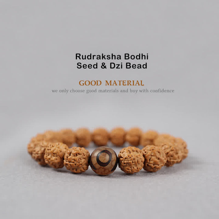 Buddha Stones Tibet Rudraksha Bodhi Seed Dzi Bead Bernstein Türkis Reichtum Armband - image 0