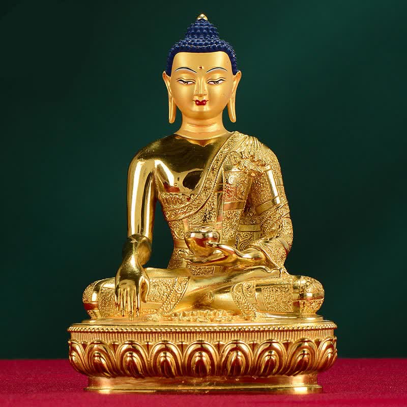 Buddha Shakyamuni Figur Erleuchtung Kupferstatue Heimdekoration - 16,5 x 11 x 6,5 cm - image 0