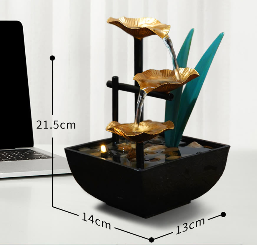 Dreischichtige Wasserfall-Brunnen-Tisch-Lotus-Ornamente mit Flussfelsen-Desktop-Dekoration - image 16
