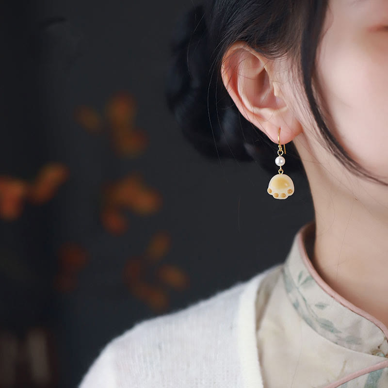 Buddha Stones Bodhi Seed Ohrringe mit Katzenpfoten-Motiv - image 4