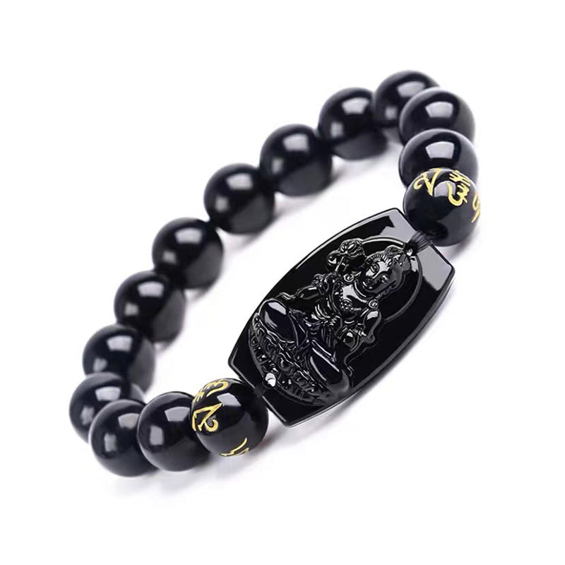 Buddha Stones Chinesisches Sternzeichen-Obsidian-Schutzarmband - Pferd-10mm - image 4