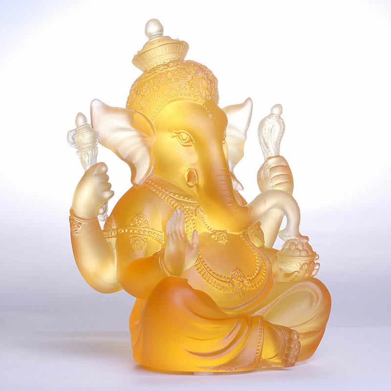 Buddha Stones, handgefertigt, Ganesh Ganpati, Elefantenfigur, Liuli-Kristallkunststück, Schutzstatue, Heimdekoration - image 1