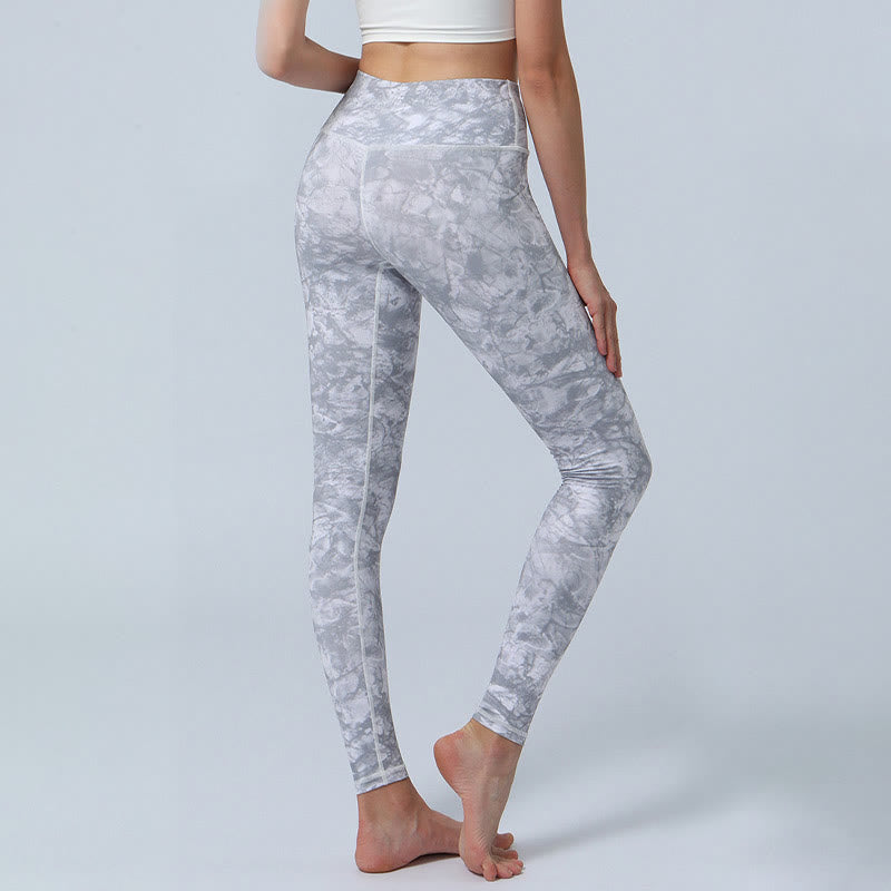 Buddha-Steine, Blumen, Blätter-Druck, Sport, Fitness, Yoga, hohe Taille, Leggings für Damen