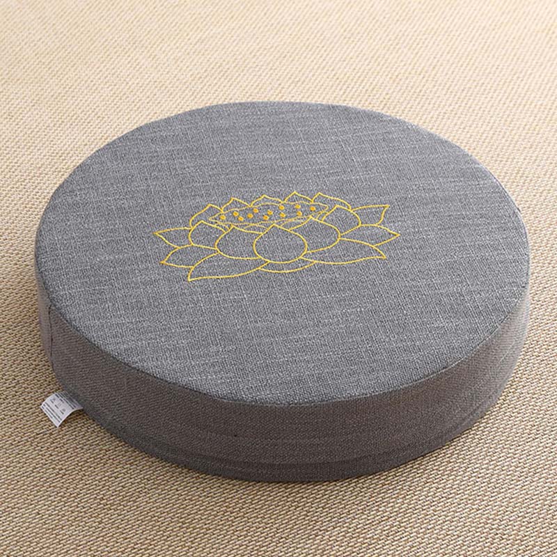 Buddha Stones Lotus Stickerei Baumwollleinen Meditationssitzkissen - Weich - 40 cm * 10 cm - DimGray - image 5