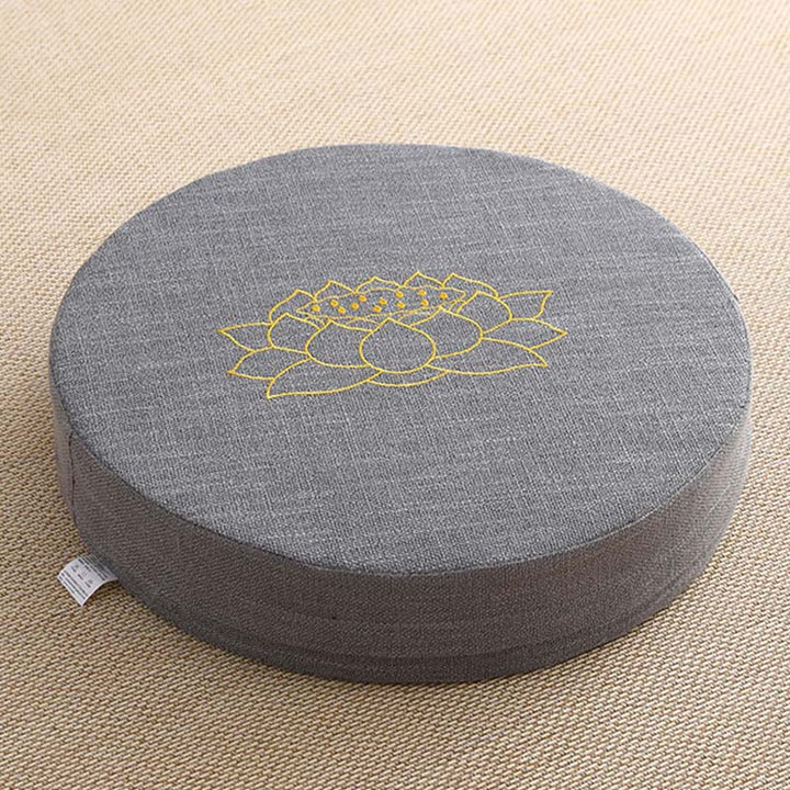 Buddha Stones Lotus Stickerei Baumwollleinen Meditationssitzkissen - Weich - 40 cm * 10 cm - DimGray - image 5