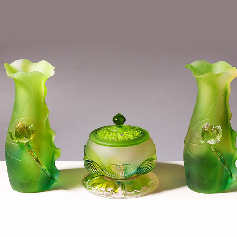 Feng Shui Lotus, handgefertigtes Liuli-Kristall-Kunststück, Heimbüro-Dekoration - image 1