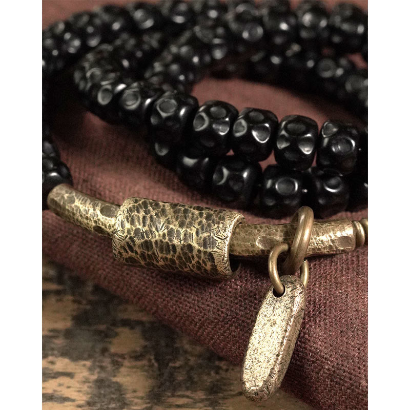 Buddha Stones ​​Retro-Armband aus Kokosnussschale, Messing und Kupfer, dreifach gewickelt - image 8